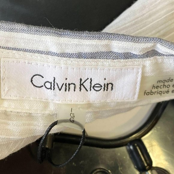 CALVIN KLEIN White Sheer Stripe Shirt NWT - Picture 6 of 7